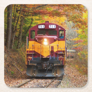 Posavasos Cuadrado De Papel Motor clásico de tren diesel