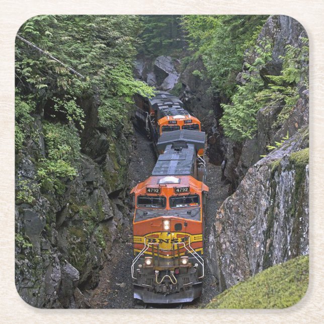 Posavasos Cuadrado De Papel Motor de tren diesel clásico (Anverso)