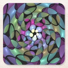 Posavasos Cuadrado De Papel Movimientos coloridos Resumen Arte Fractal Trippy