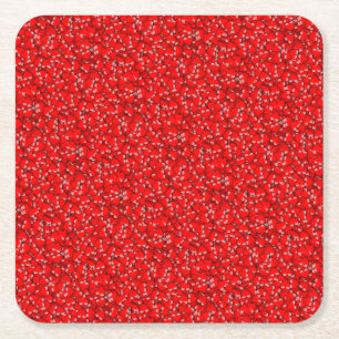 Posavasos Cuadrado De Papel Muchos corazones rojos Patrón de San Valentín cora