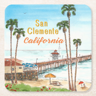 Posavasos Cuadrado De Papel Muelle de San Clemente California