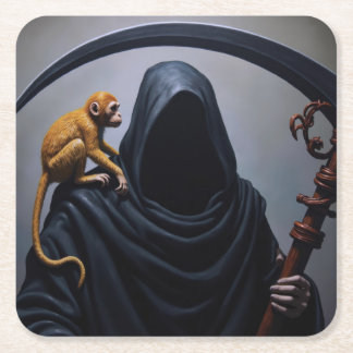 Posavasos Cuadrado De Papel Muerte con un simio