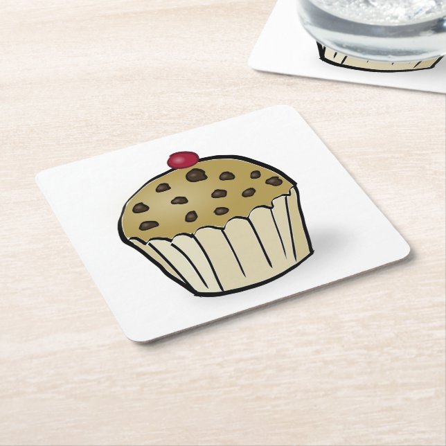 Posavasos Cuadrado De Papel Muffin Mini Encantador (En perspectiva)