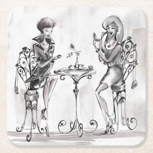 Posavasos Cuadrado De Papel Mujeres