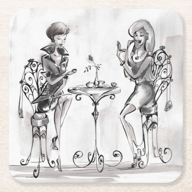 Posavasos Cuadrado De Papel Mujeres (Anverso)