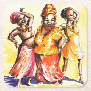 Posavasos Cuadrado De Papel Mujeres del baile