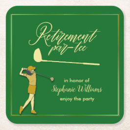 Posavasos Cuadrado De Papel Mujeres Jubilación Fiesta de Golf Clásico Dorado V