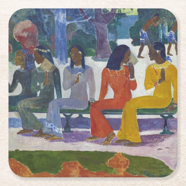 Posavasos Cuadrado De Papel Mujeres tahitianas, Gauguin (Anverso)