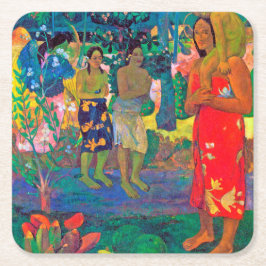 Posavasos Cuadrado De Papel Mujeres tahitianas, Gauguin