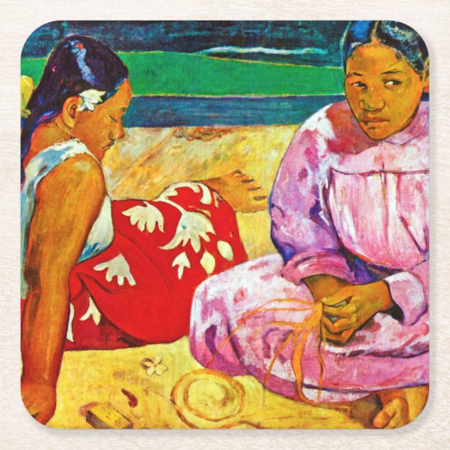 Posavasos Cuadrado De Papel Mujeres tahitianas, Gauguin (Anverso)