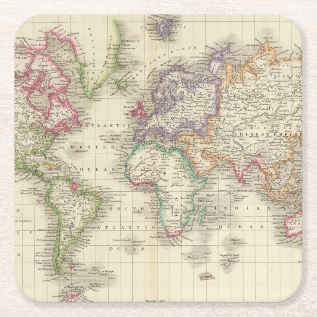 Posavasos Cuadrado De Papel Mundo 9 (Anverso)