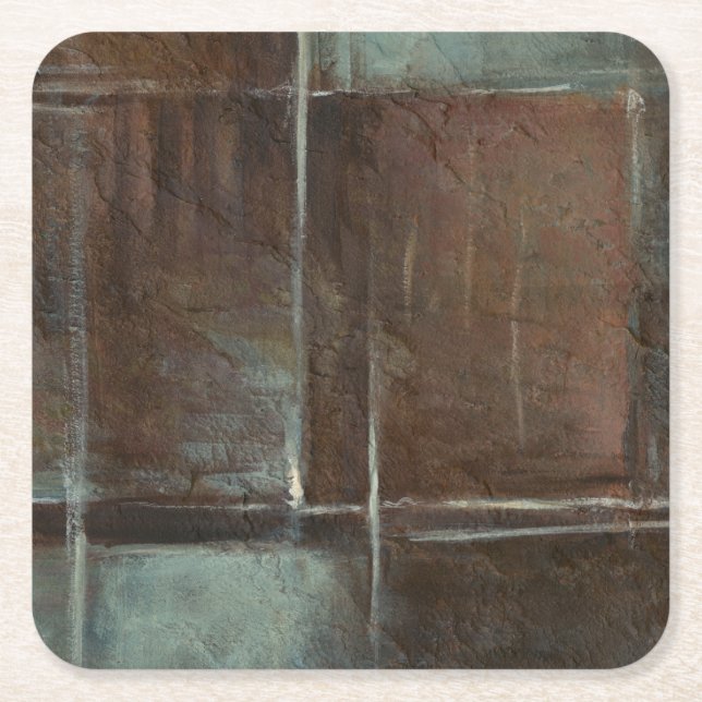 Posavasos Cuadrado De Papel Muro de ladrillo rojo y gris (Anverso)