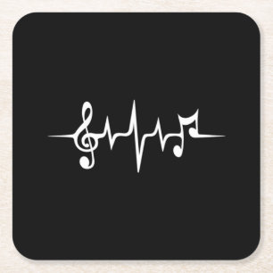 Posavasos Cuadrado De Papel Music Pulse Notes Clef Frecuence Wave Sound