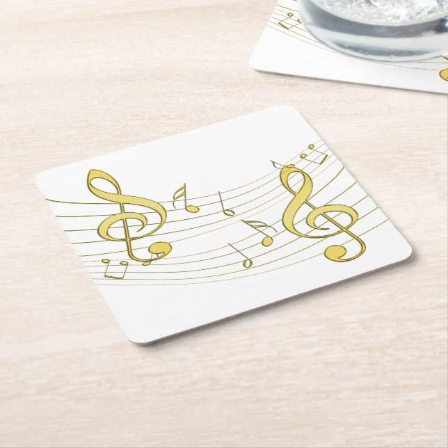 Posavasos Cuadrado De Papel Música (En perspectiva)