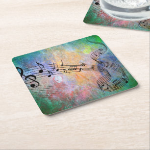 Posavasos Cuadrado De Papel música abstracta