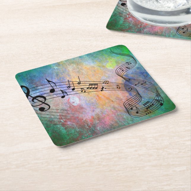 Posavasos Cuadrado De Papel música abstracta (En perspectiva)