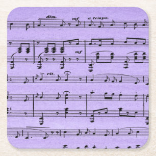 Posavasos Cuadrado De Papel Música de hoja púrpura