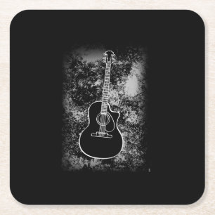 Posavasos Cuadrado De Papel Músico de rock gráfico de guitarra Grunge Jazz