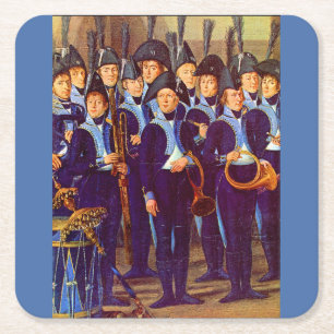 Posavasos Cuadrado De Papel músicos militares europeos Circa 1800
