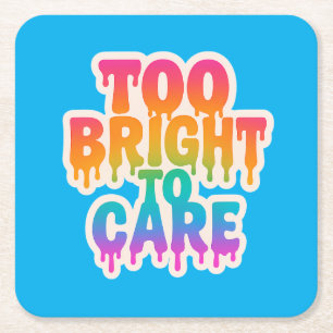 Posavasos Cuadrado De Papel Muy brillante - Tipografía de neón goteo con bol