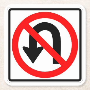 Posavasos Cuadrado De Papel Muy divertido Classic No U Turn Rótulo Coaster Se