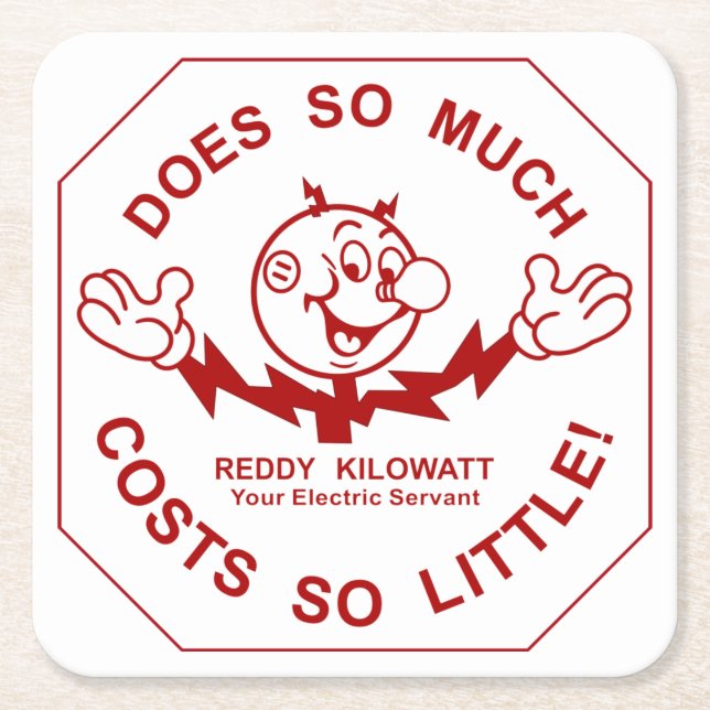 Posavasos Cuadrado De Papel Muy divertido juego de montaña Reddy Kilowatt (Anverso)