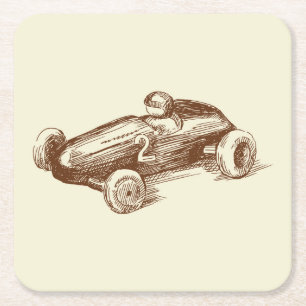 Posavasos Cuadrado De Papel Muy divertido Race Race Car Sketch Coaster Set