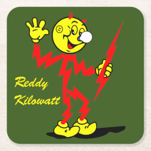 Posavasos Cuadrado De Papel Muy divertido Reddy Kilowatt Coaster Set