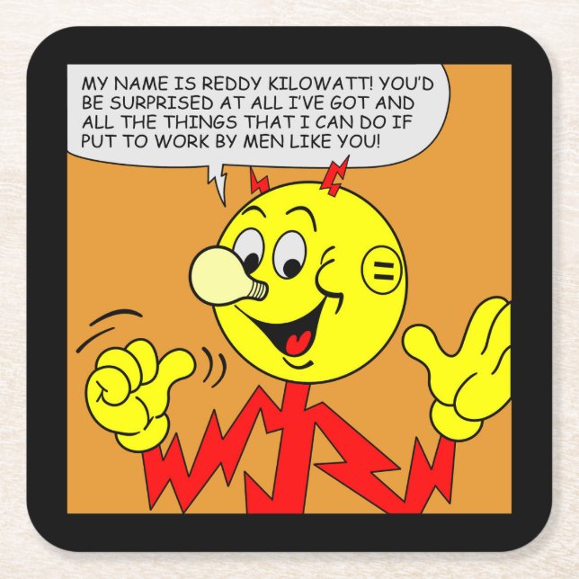 Posavasos Cuadrado De Papel Muy divertido Reddy Kilowatt Coaster Set (Anverso)