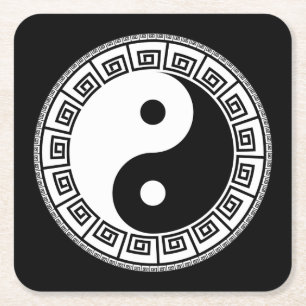 Posavasos Cuadrado De Papel Muy divertido Yin y Yang