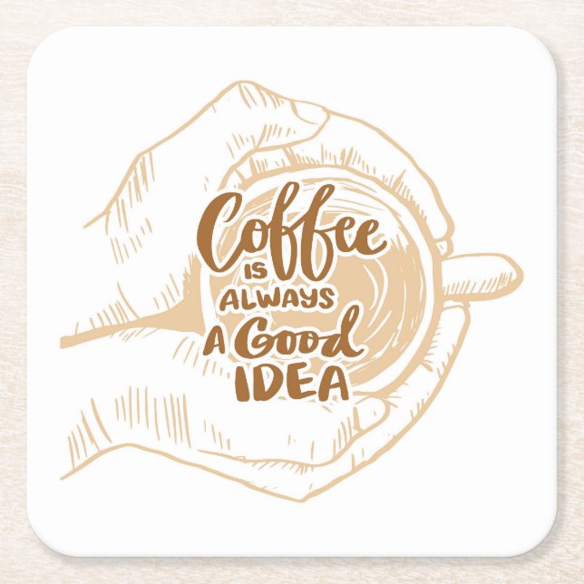 Posavasos Cuadrado De Papel Muy Frío y Lindo Café o Java (Anverso)