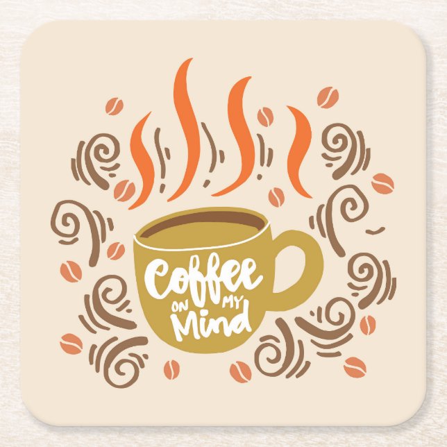 Posavasos Cuadrado De Papel Muy Frío y Lindo Café o Java (Anverso)