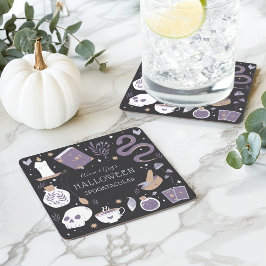 Posavasos Cuadrado De Papel Mystic Boho Crystal Halloween Party