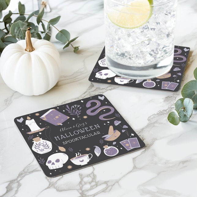 Posavasos Cuadrado De Papel Mystic Boho Crystal Halloween Party (Subido por el creador)