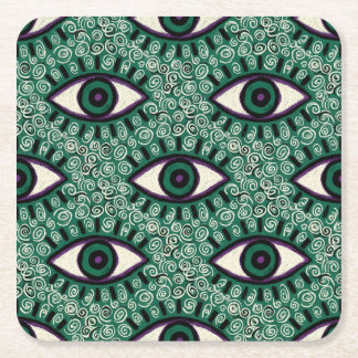 Posavasos Cuadrado De Papel "Mystic Emerald Eyes" - Psychedelic Swirl Seamless