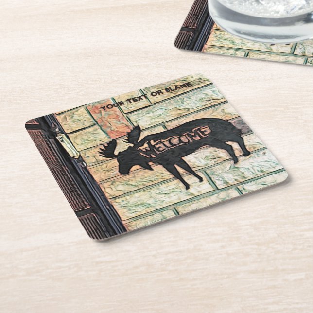 Posavasos Cuadrado De Papel Mystic Moose (En perspectiva)