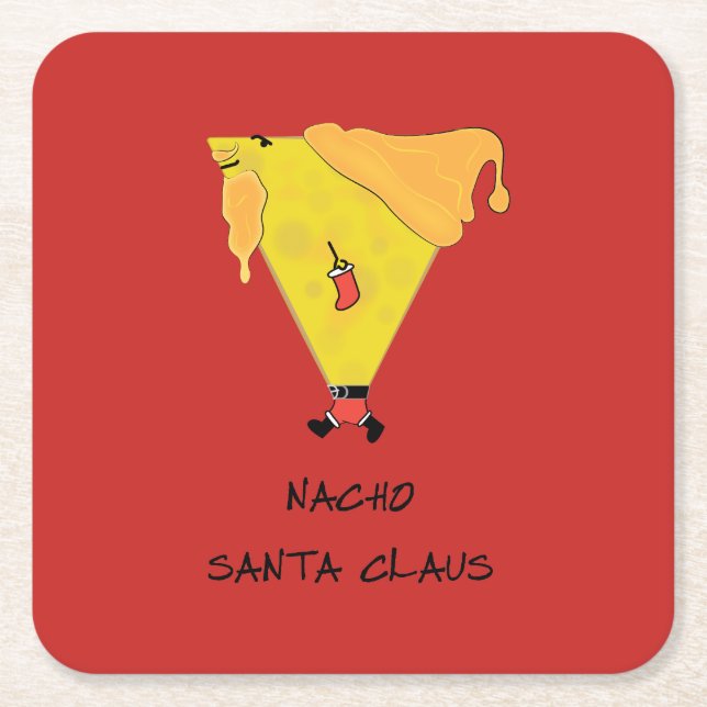 Posavasos Cuadrado De Papel Nacho Santa Claus (Anverso)
