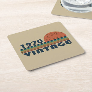 Posavasos Cuadrado De Papel Nacido en 1970 como regalo de cumpleaños