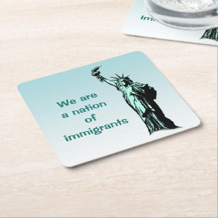 Posavasos Cuadrado De Papel Nación de los inmigrantes en las galerías de papel