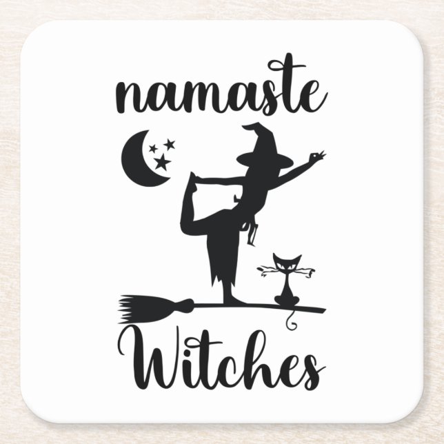 Posavasos Cuadrado De Papel Namaste Witts Halloween Coaster (Anverso)