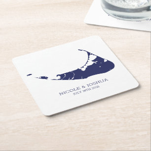Posavasos Cuadrado De Papel Nantucket Island Boda Nantucket Navy