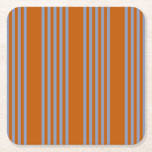 Posavasos Cuadrado De Papel Naranja azul-gris y quemado de cinco rayas