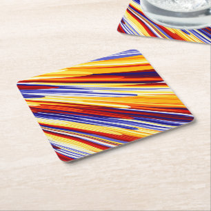 Posavasos Cuadrado De Papel Naranja azul Lápiz geométrico abstracto amarillo