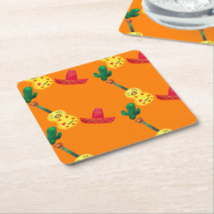 Posavasos Cuadrado De Papel Naranja Cinco De Mayo