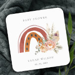 Posavasos Cuadrado De Papel Naranja de óxido puro Boho Floral Rainbow Baby Sho<br><div class="desc">Si necesitas más personalización,  por favor,  no dudes en enviarme un mensaje a yellowfebstudio@gmail.com.</div>