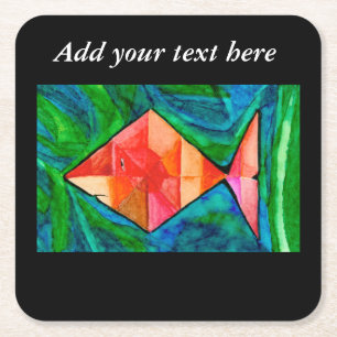 Posavasos Cuadrado De Papel Naranja Fish Coaster