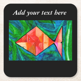 Posavasos Cuadrado De Papel Naranja Fish Coaster