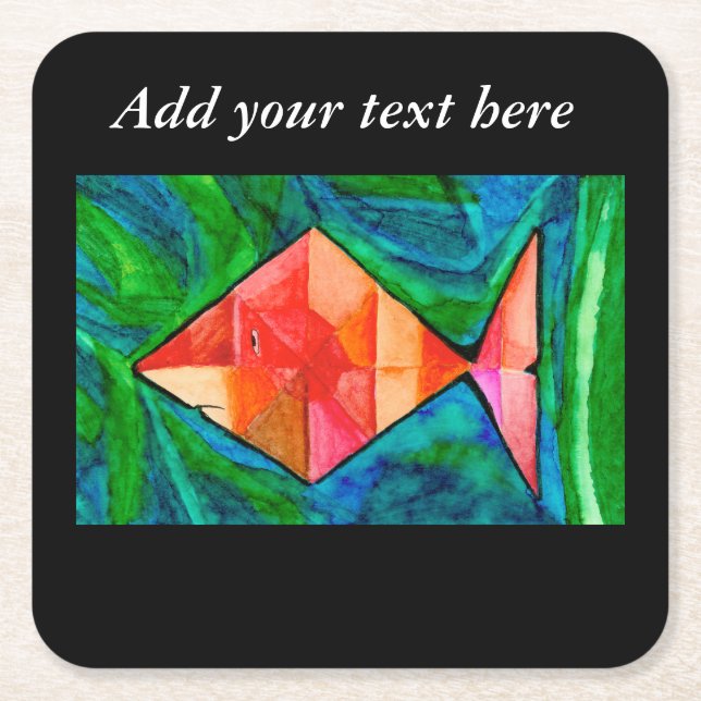 Posavasos Cuadrado De Papel Naranja Fish Coaster (Anverso)