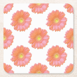 Posavasos Cuadrado De Papel Naranja gerbera daisy