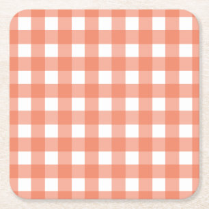 Posavasos Cuadrado De Papel Naranja gingham